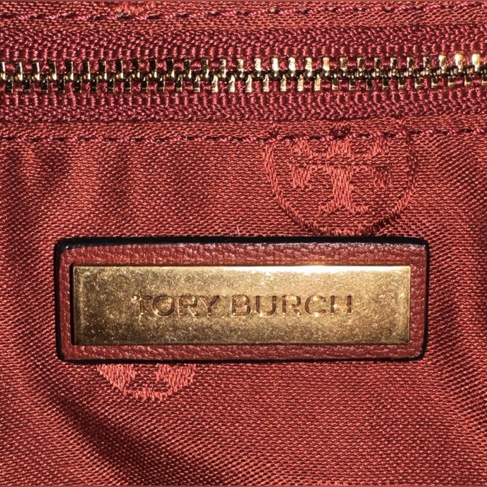 RARE Tory Burch Small Alexa Convertible Tote Bag Quilted Lambskin Rust Gold EUC - Picture 14 of 15